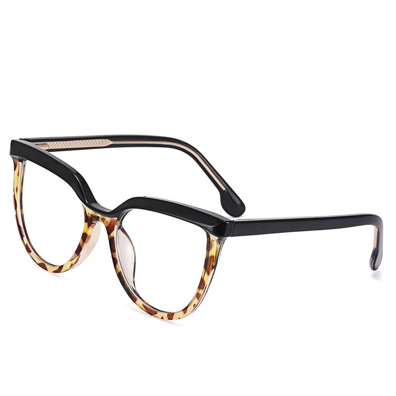 Eleanore Cat Eye Black Leopard Glasses