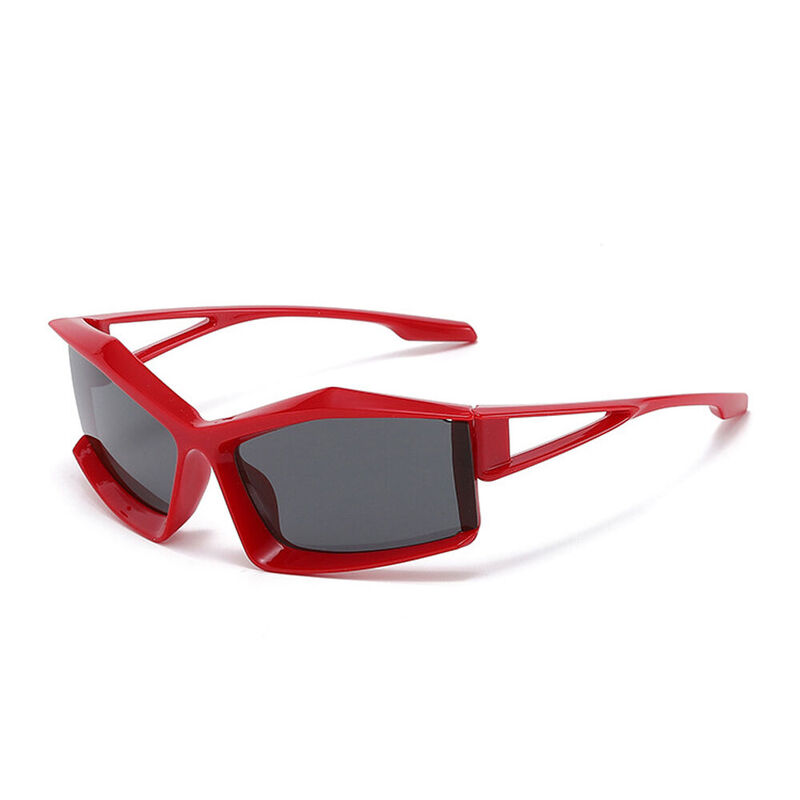Ceil Geometric Red Sunglasses
