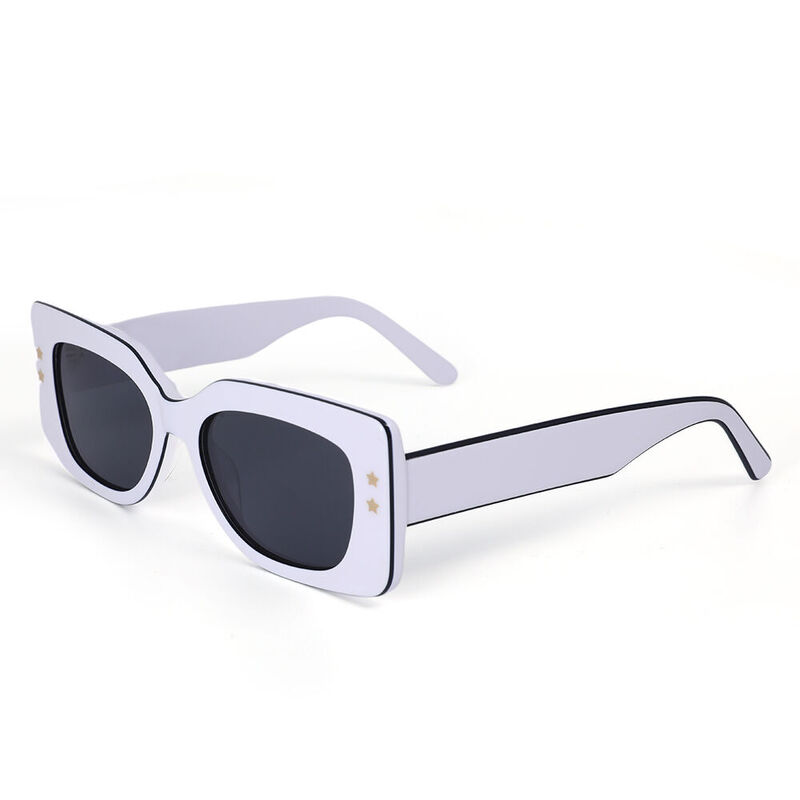 Boothy Rectangle White Sunglasses