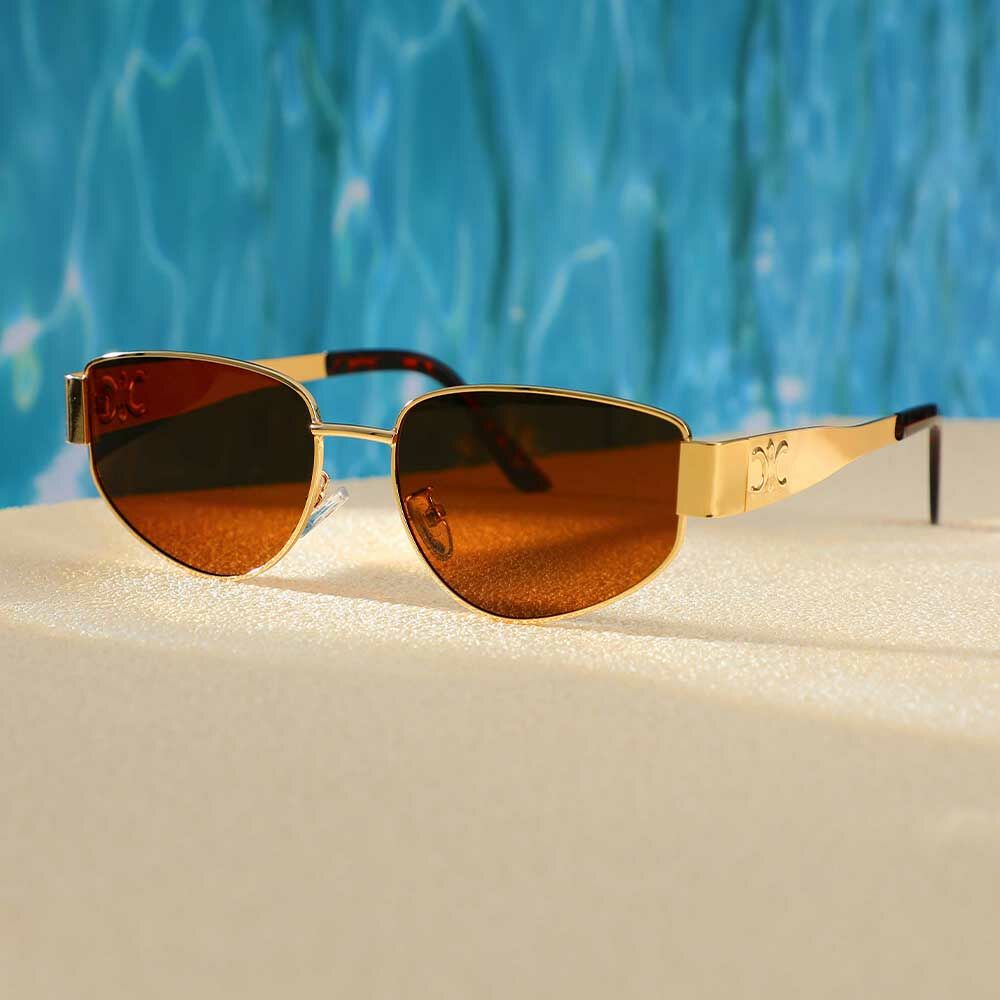 Gwendolyn Ovale Braune Sonnenbrille