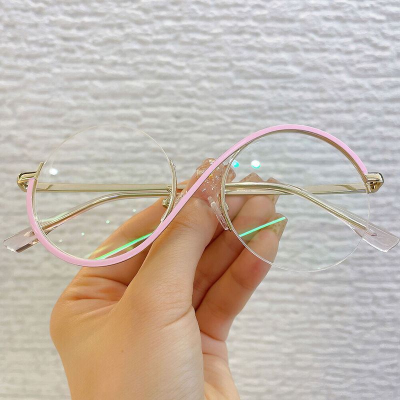 Hilary Round Pink Glasses