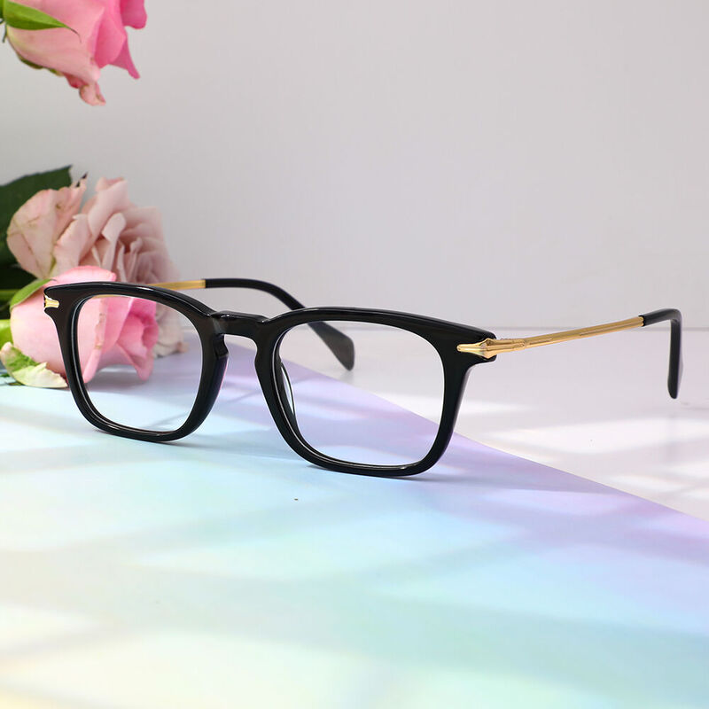 Dorothe Rechteckige Schwarze Brille