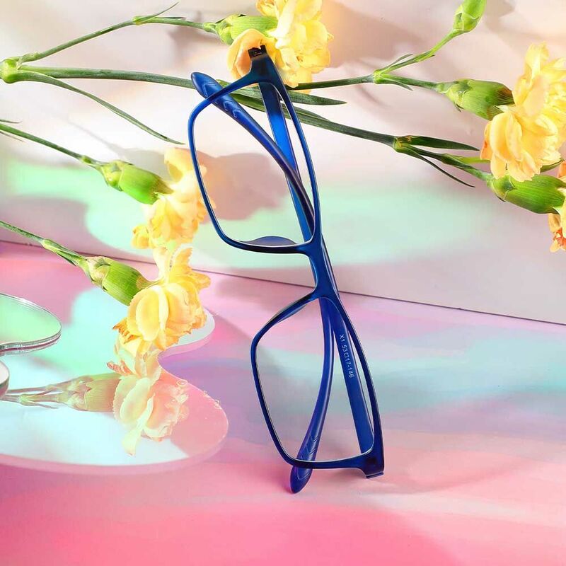 Madison Rectangle Blue Glasses