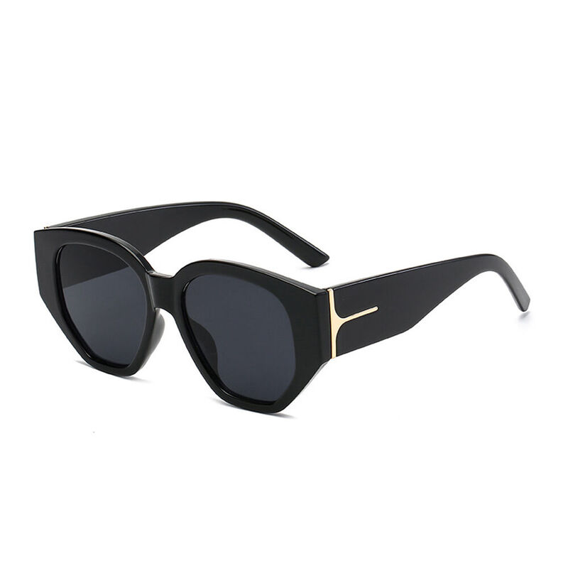 Winifred Geometric Black Sunglasses