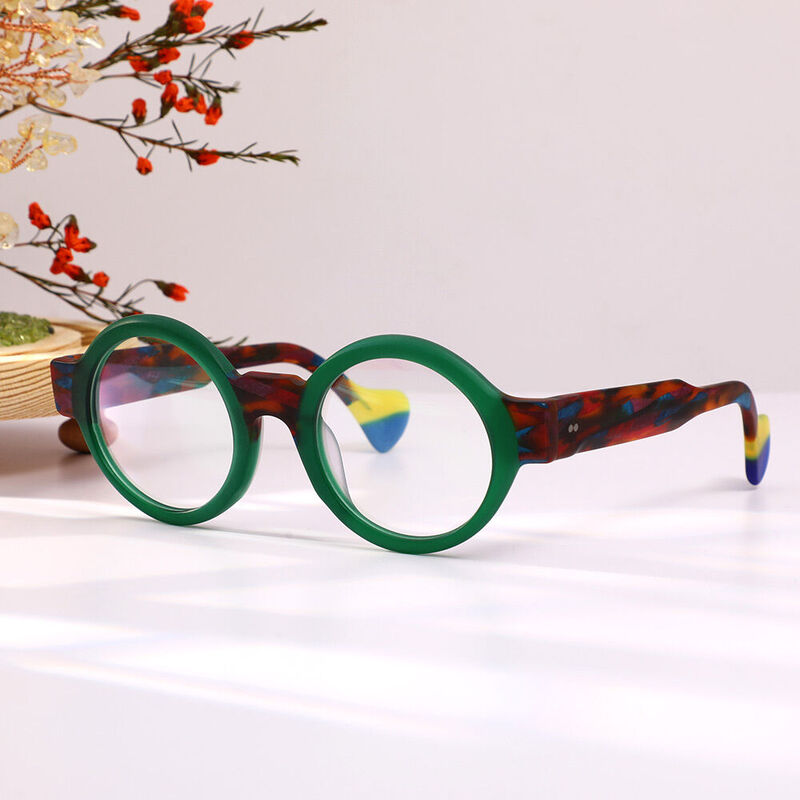 Vandyk Round Green Glasses