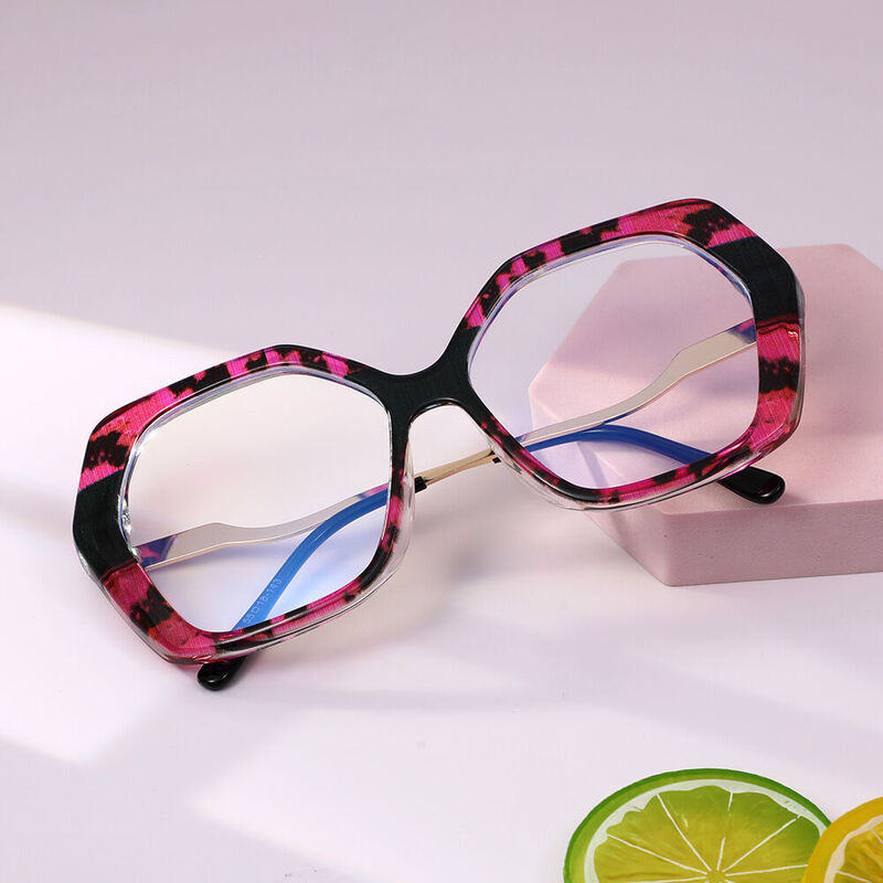 Clara Geometric Pink Glasses