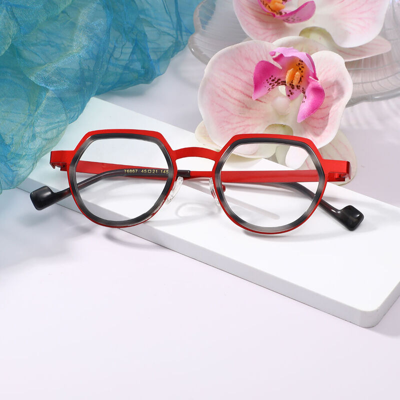 Kenn Geometric Red Glasses