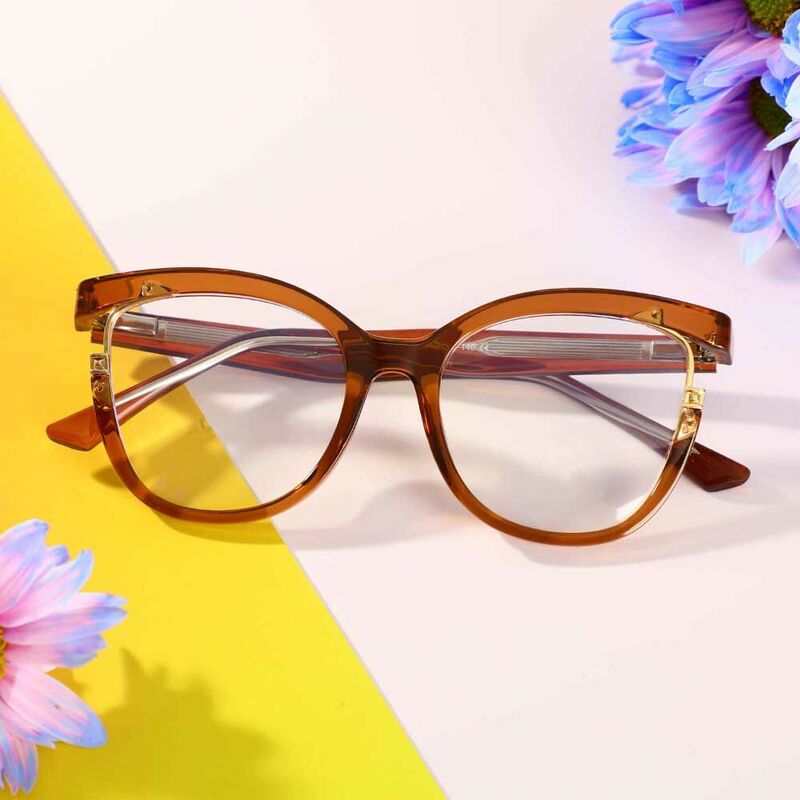 Sainsbu Cat Eye Brown Glasses