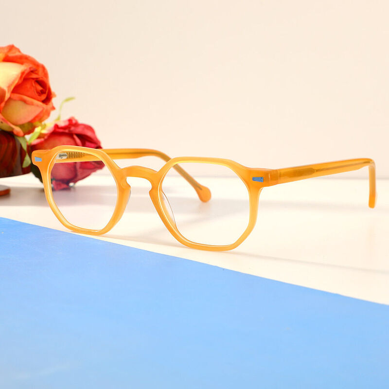 Micah Geometric Orange Glasses