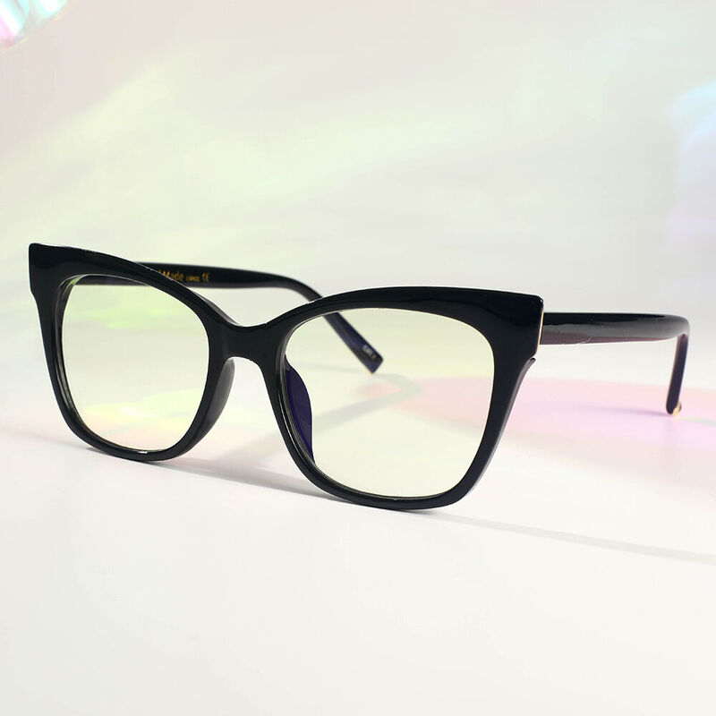 Solitaire Cat Eye Black Glasses