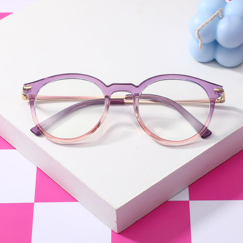 Aaro Round Purple Glasses