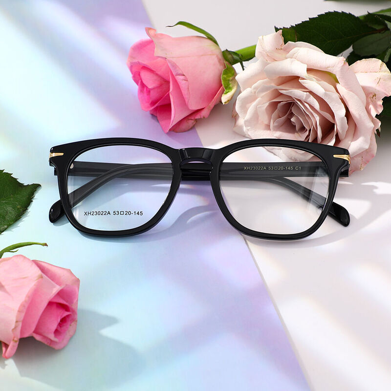 Dorothe Square Black Gold Glasses