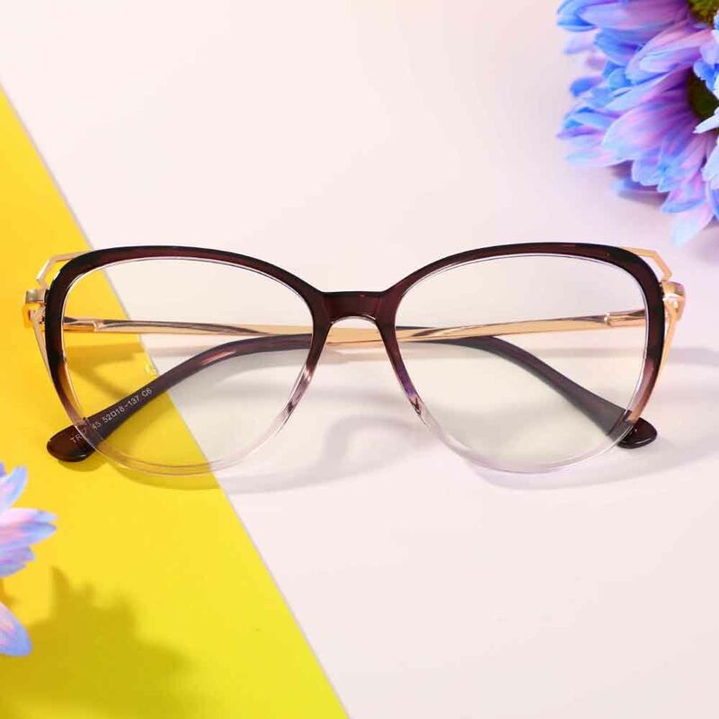 Crystal Cat Eye Purple Glasses
