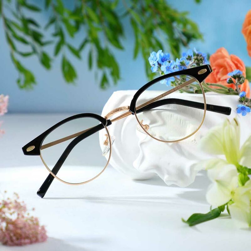 Dempsey Browline Black Glasses