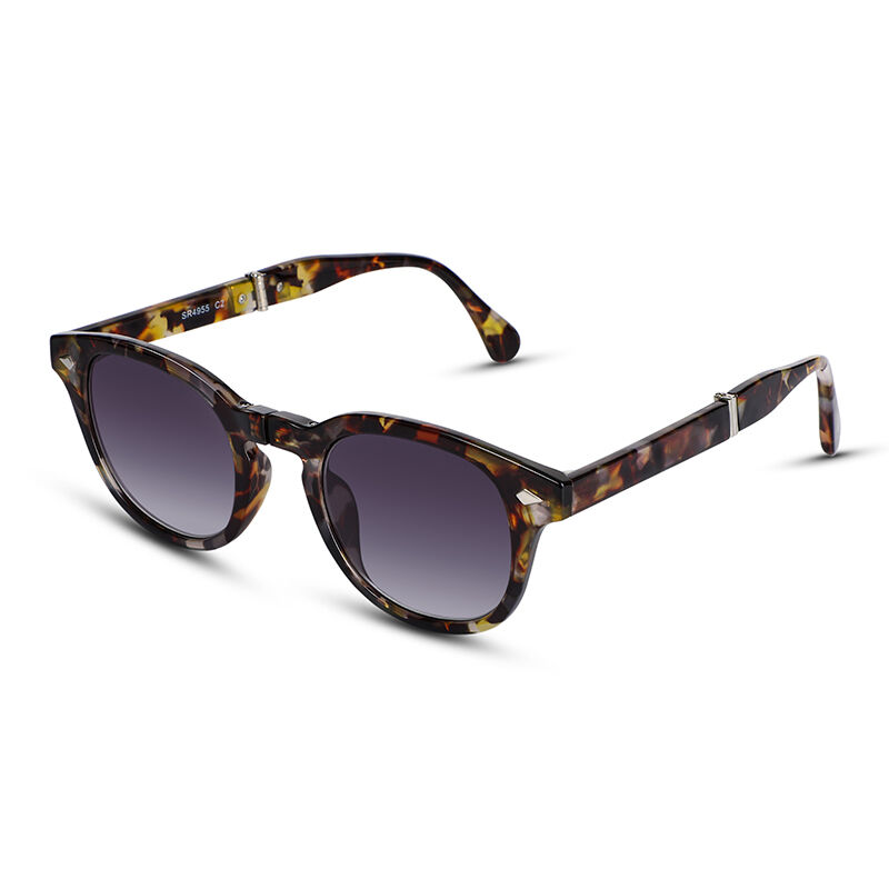 Transform Round Tortoise/Grey Folding Sunglasses