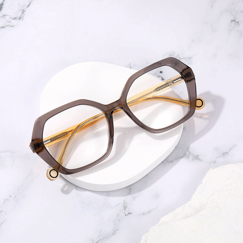Sonya Geometric Brown Glasses