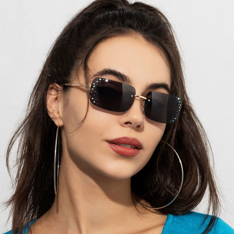 Marcie Rectangle Black Sunglasses