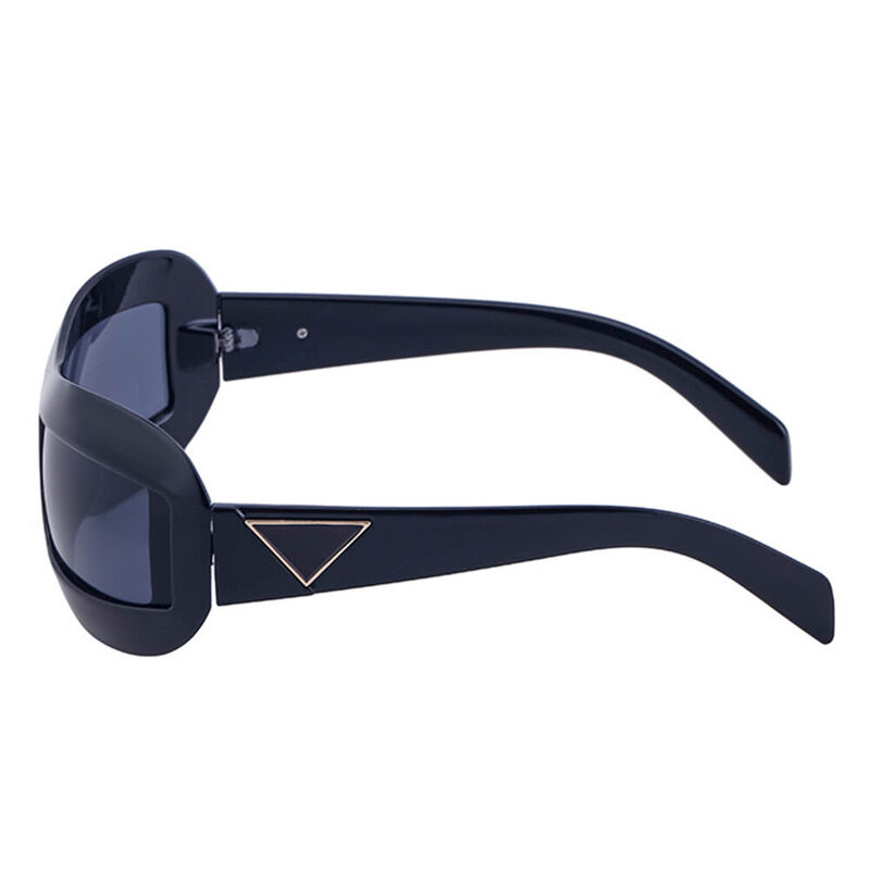 Future Oval Black Sunglasses