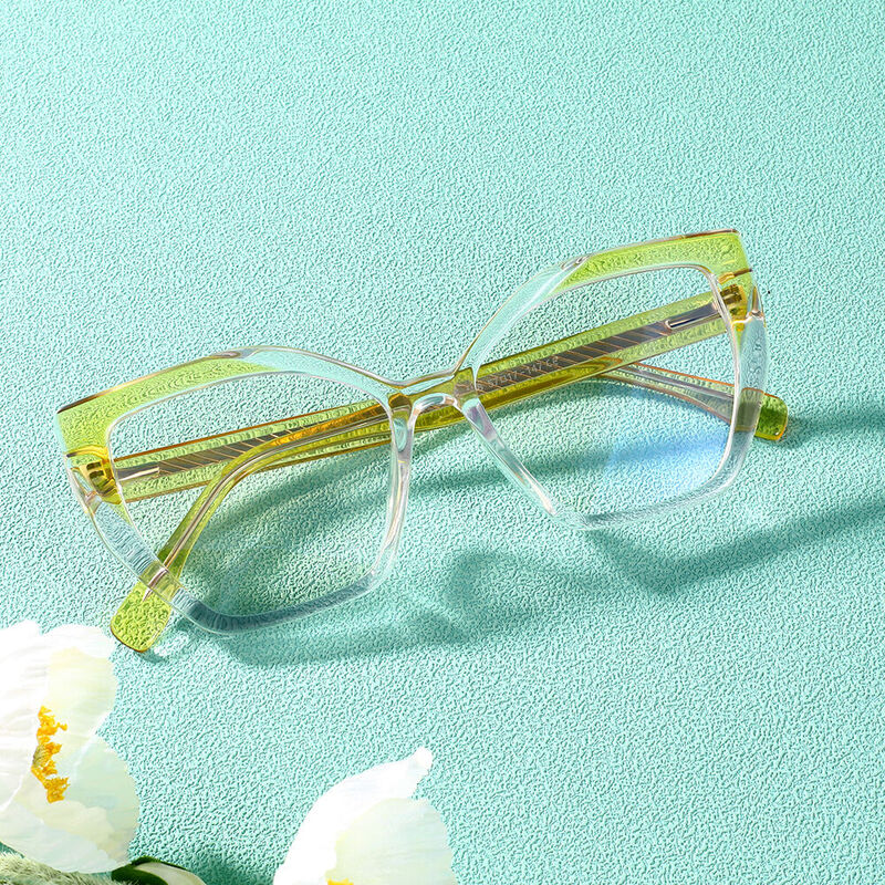 Sabrina Square Yellow Clear Glasses