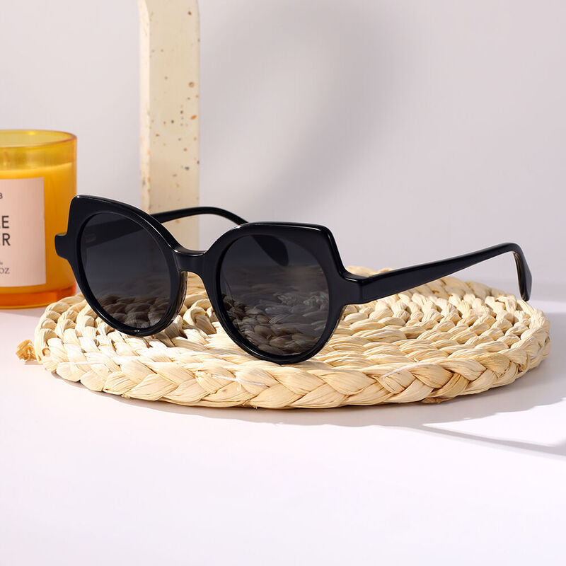 Honnie Cat Eye Black Sunglasses
