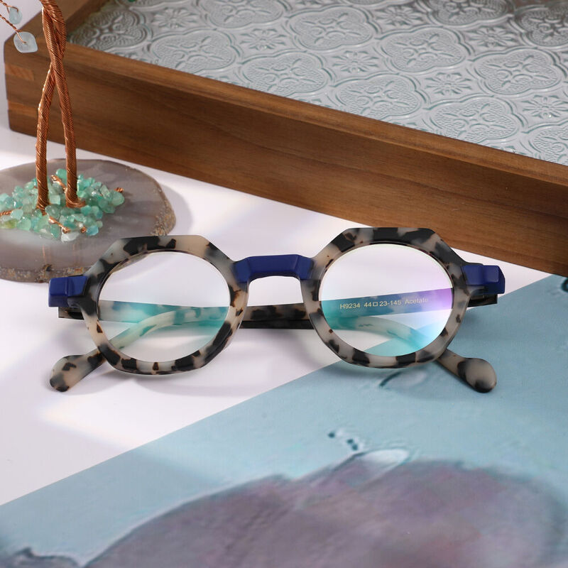 Kaliyana Geometric Blue Glasses