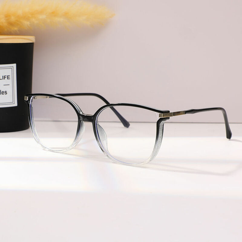 Saxto Round Black Clear Glasses