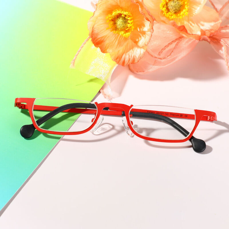 Horatio Rectangle Red Glasses