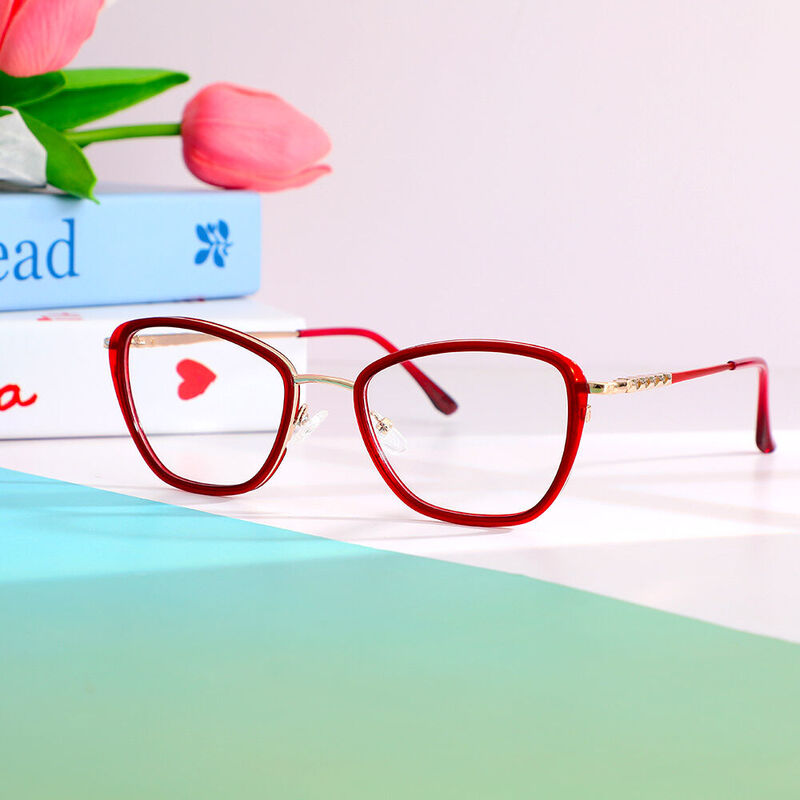 Xaviera Cat Eye Rote Brillen
