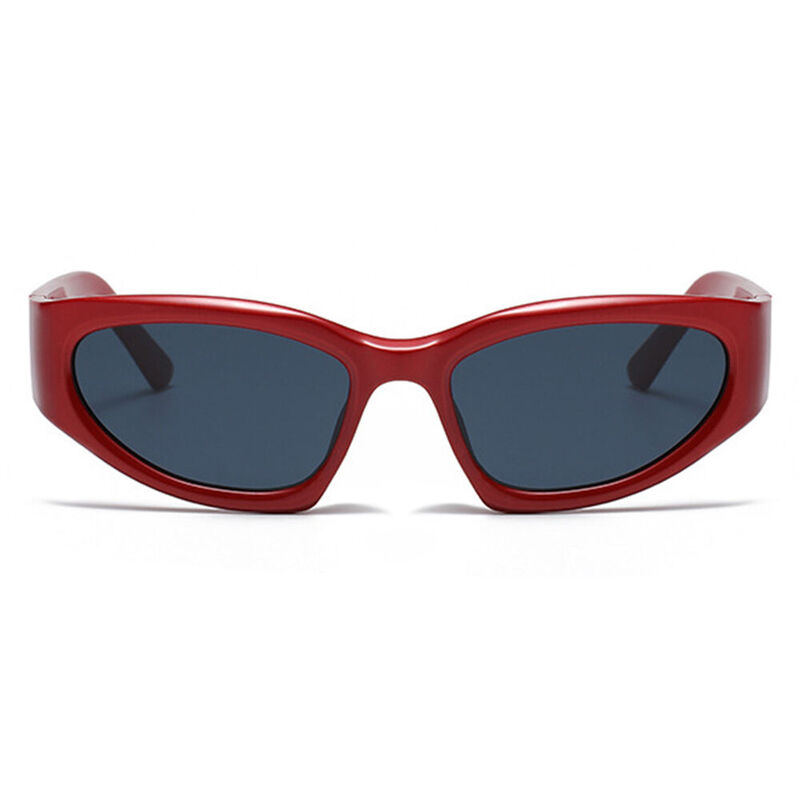 Cleo Oval Red Sunglasses