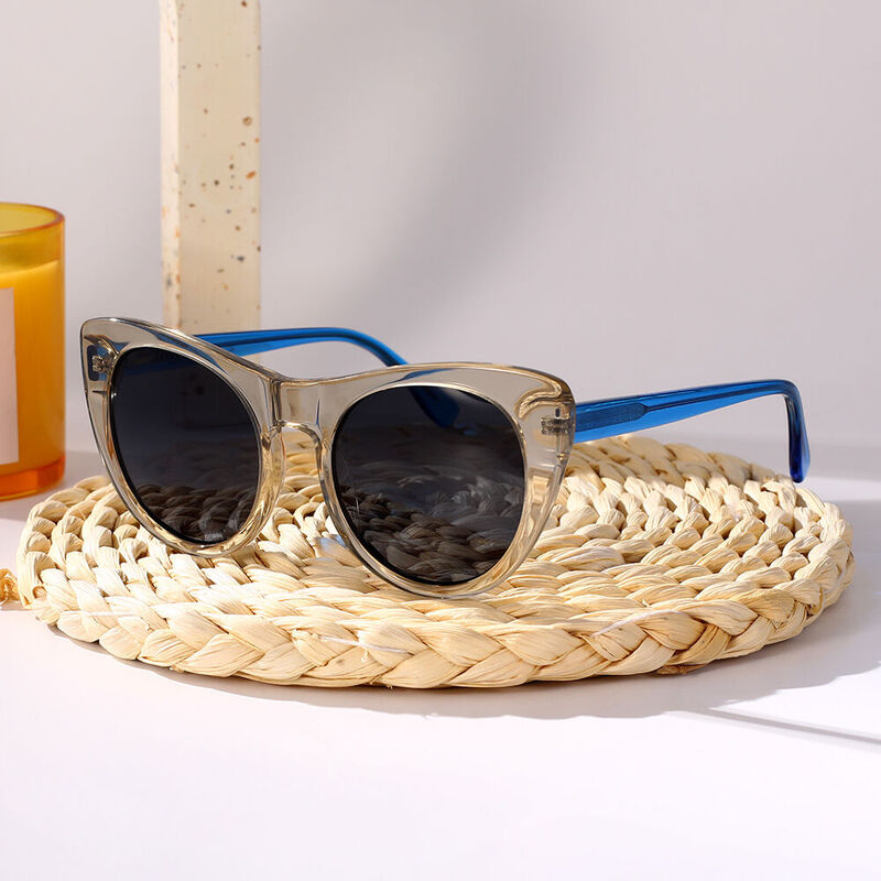 Marsa Cat Eye Brown/Blue Sunglasses