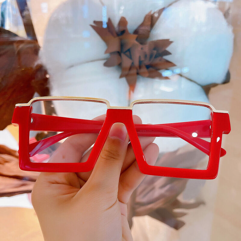 Une Square Red Glasses