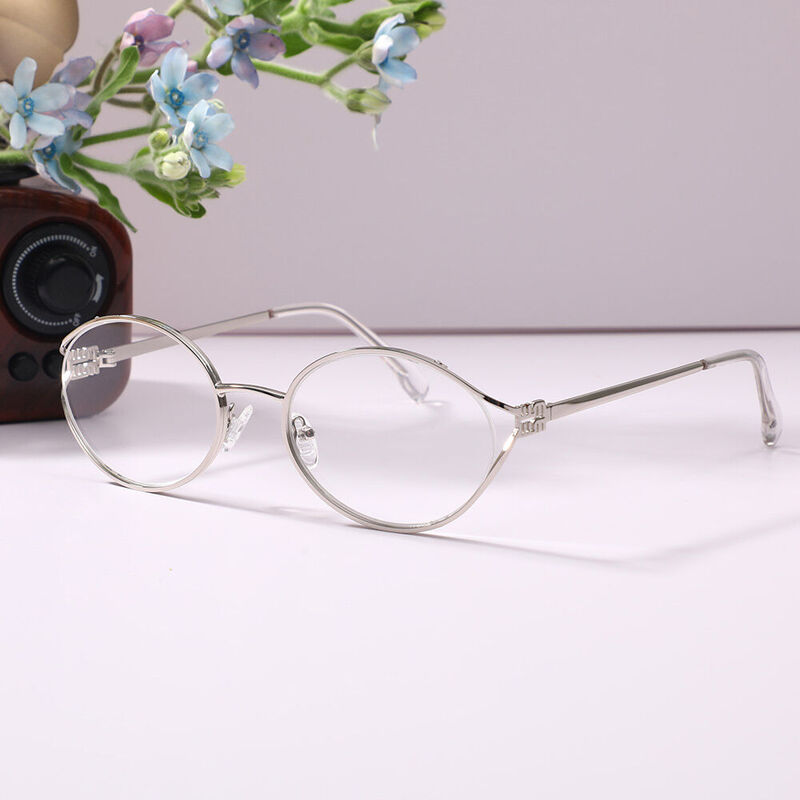 Ellio Oval Silver Glasses