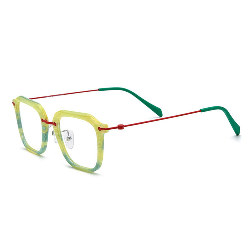 Zechariah Square Green Glasses