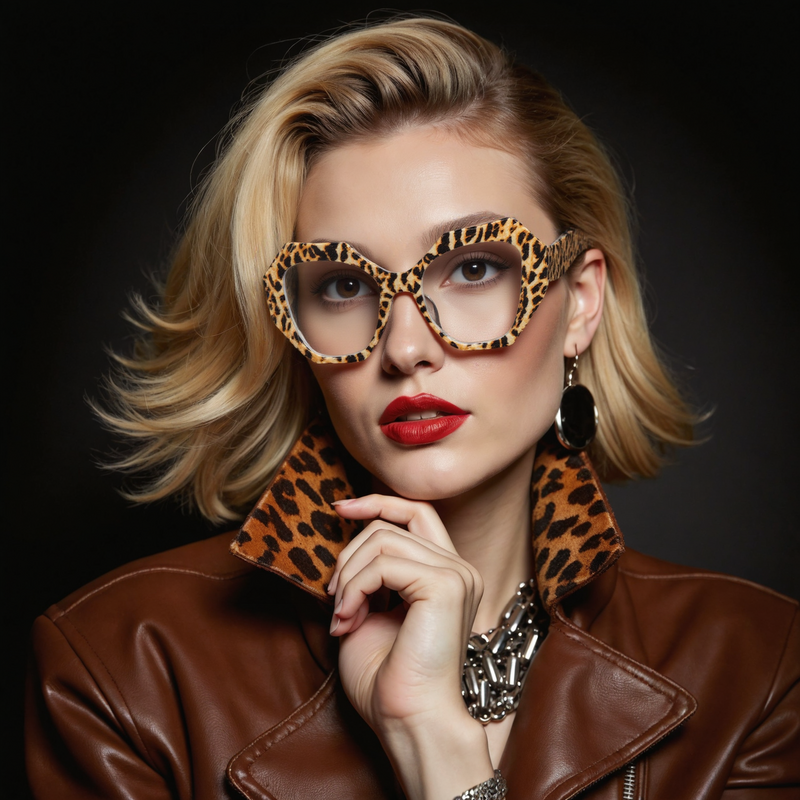 Sebasta Geometric Leopard Glasses