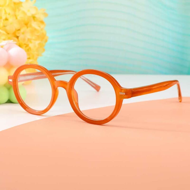 Dwight Round Orange Glasses