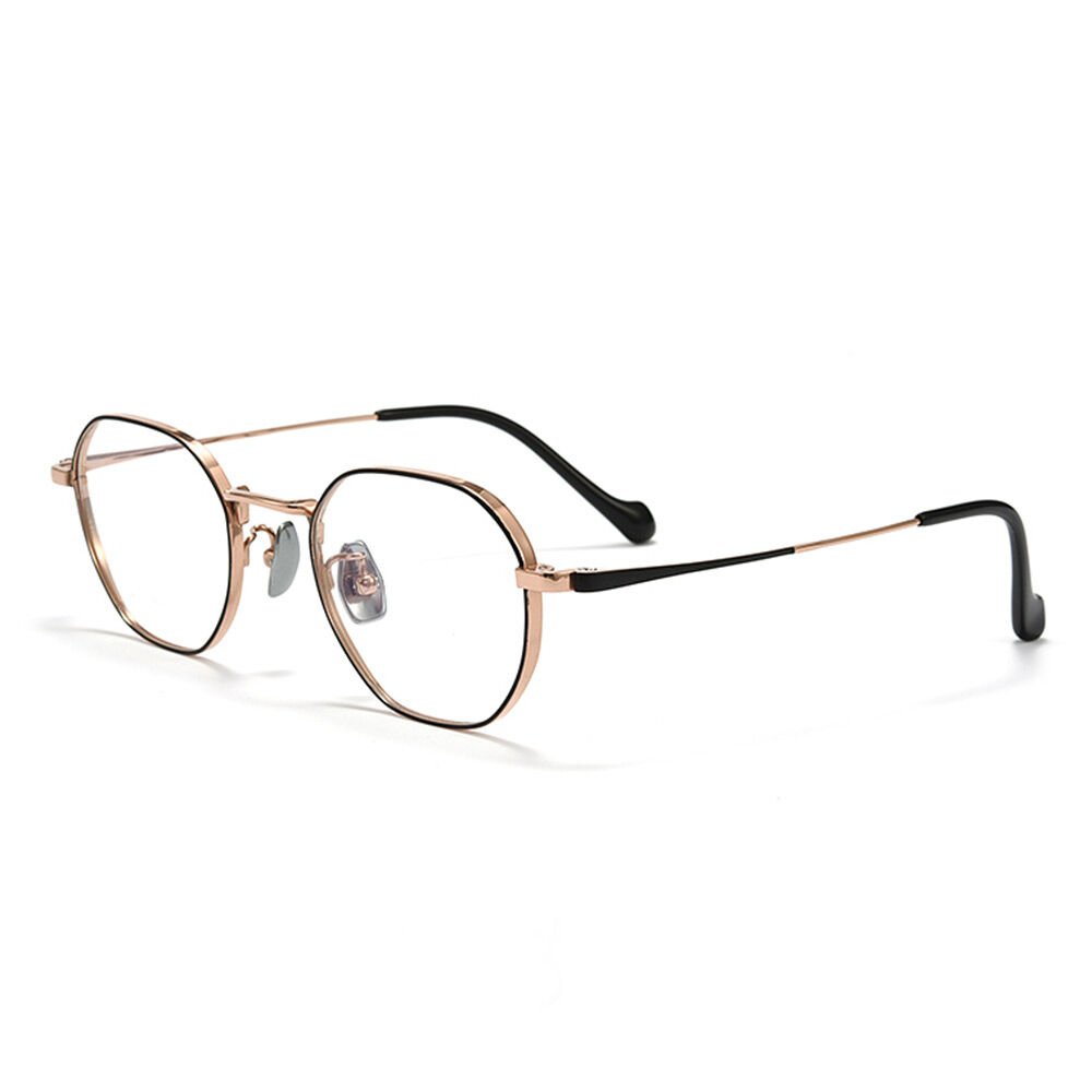 Catheri Geometric Black Gold Glasses