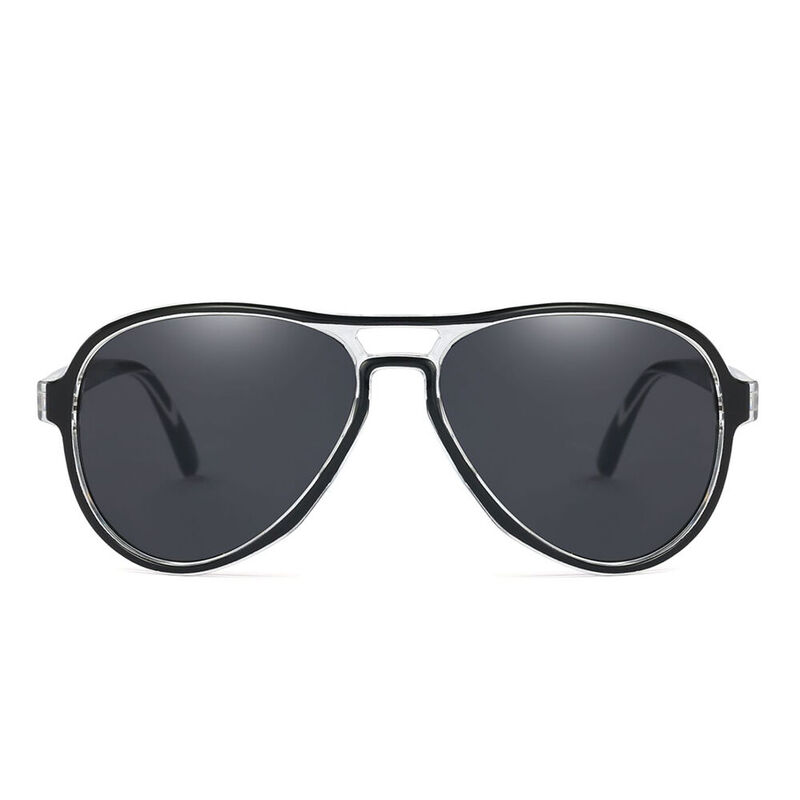 Idyllic Aviator Black Clear Sunglasses
