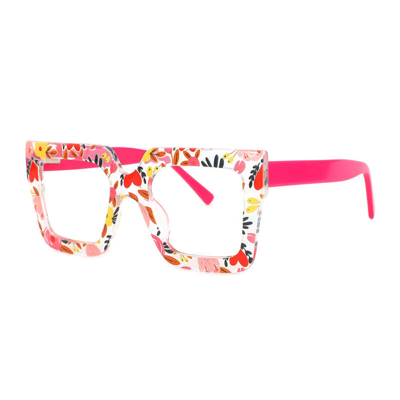 Bron Square Red Flower Glasses