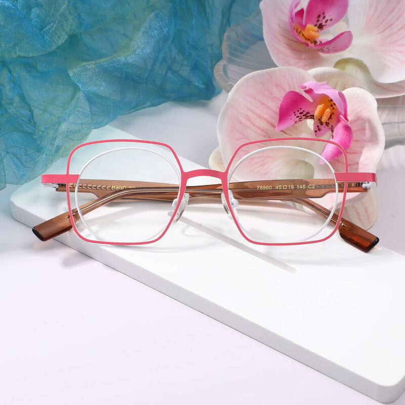 Rachee Geometric Pink Glasses
