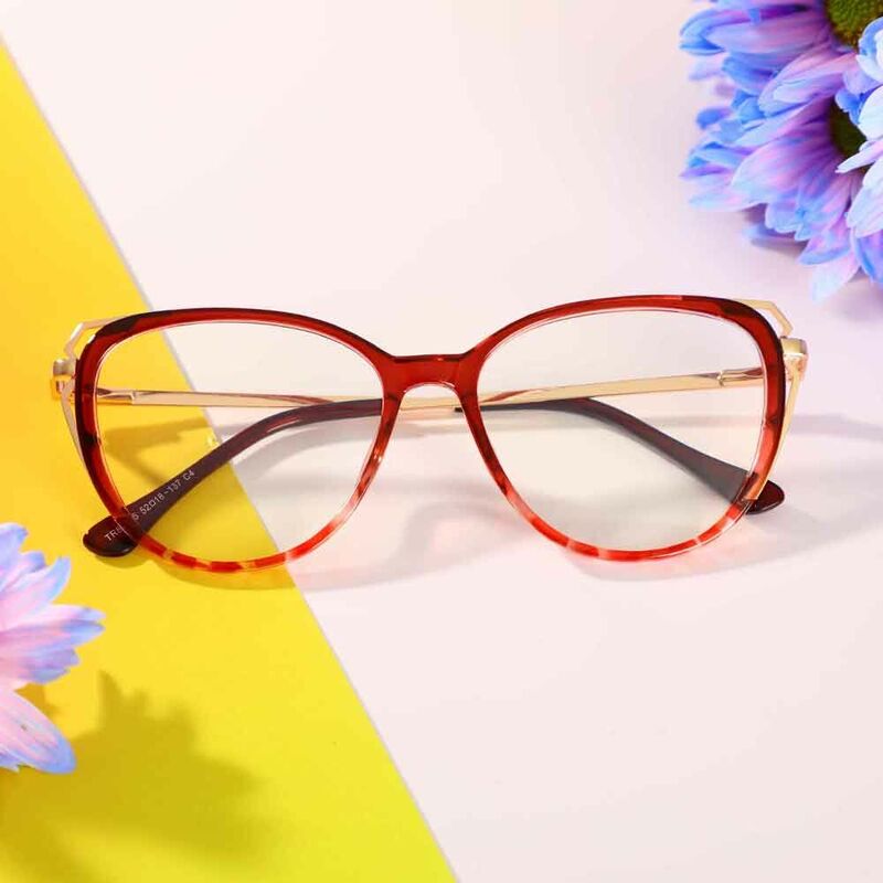 Crystal Cat Eye Rote Brille