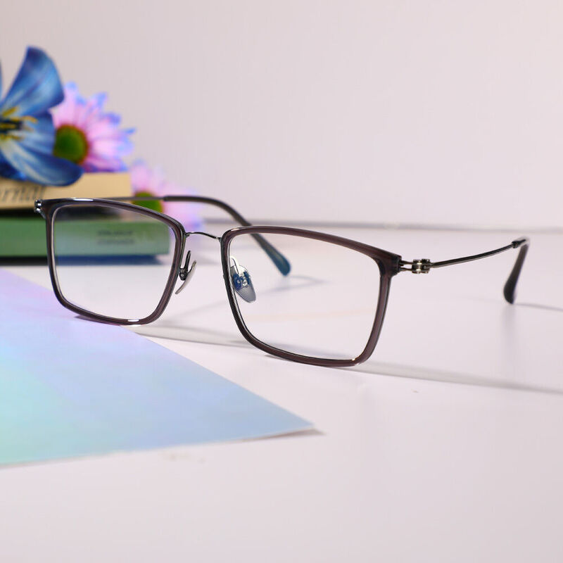 Alfred Rectangle Gunmetal Glasses