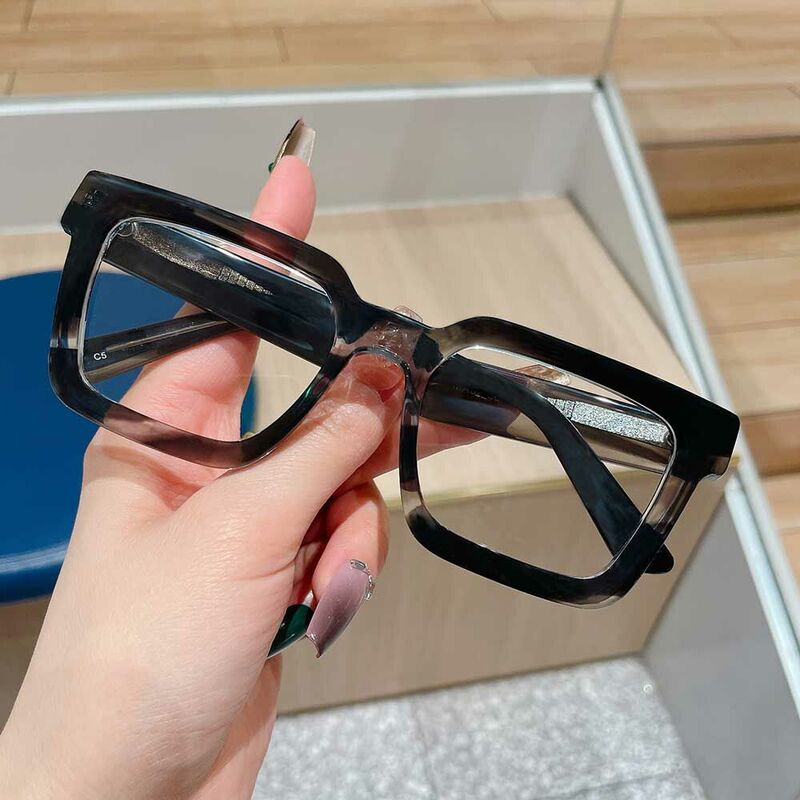 Edward Square Stripe Grey Glasses