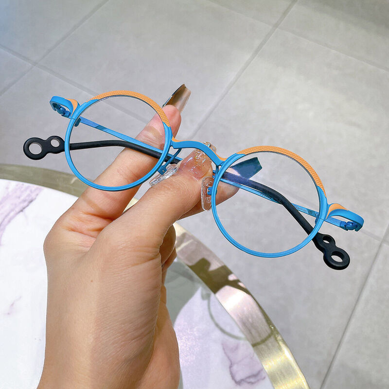 Rosa Round Blue Glasses