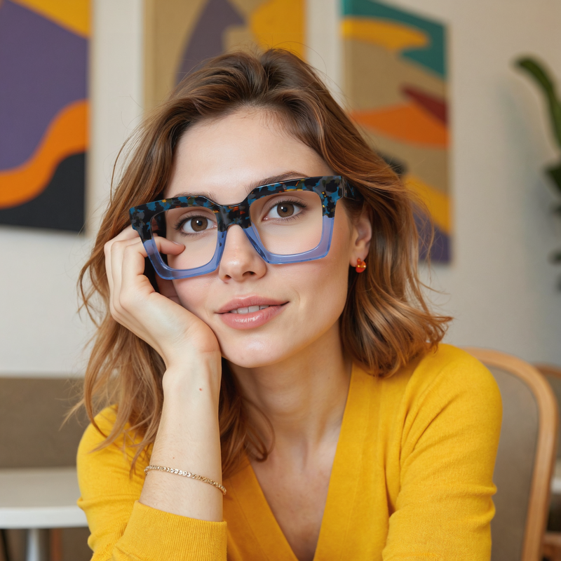 Stewa Square Blue Glasses