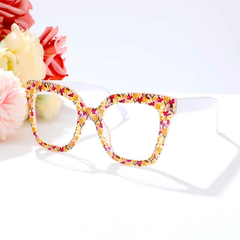 Lunettes de Vue Cynthia Carré Jaune Floral