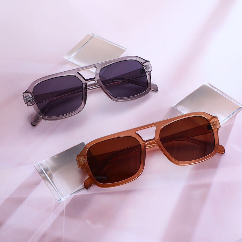 On the Flight Rectangle Brown Sunglasses