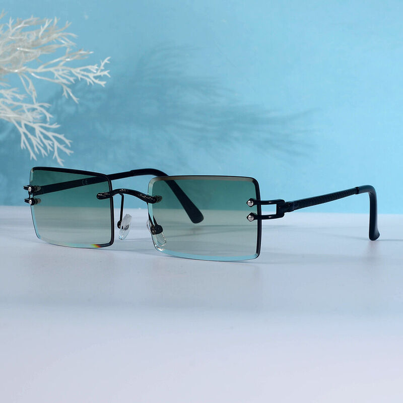 Hue Fantasy Rectangle Green Gradient Sunglasses