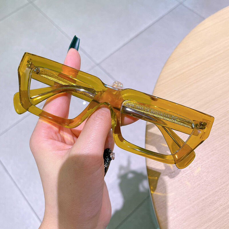 Evea Rectangle Yellow Glasses
