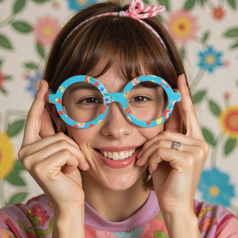 Lunettes de Vue Kristie Round Bleu Fleur