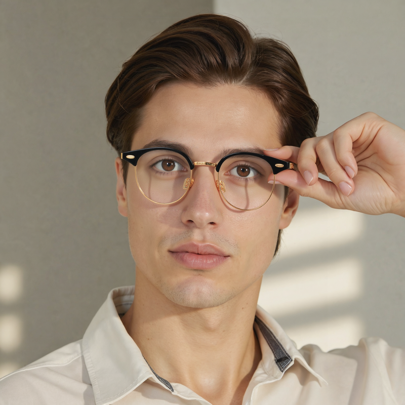 Dempsey Browline Black Glasses